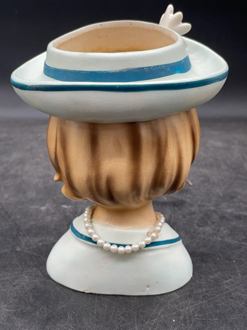 (3) Ceramic Lady Head Vases - 5