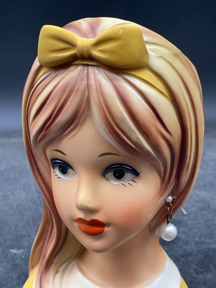 (3) Ceramic Lady Head Vases - 9