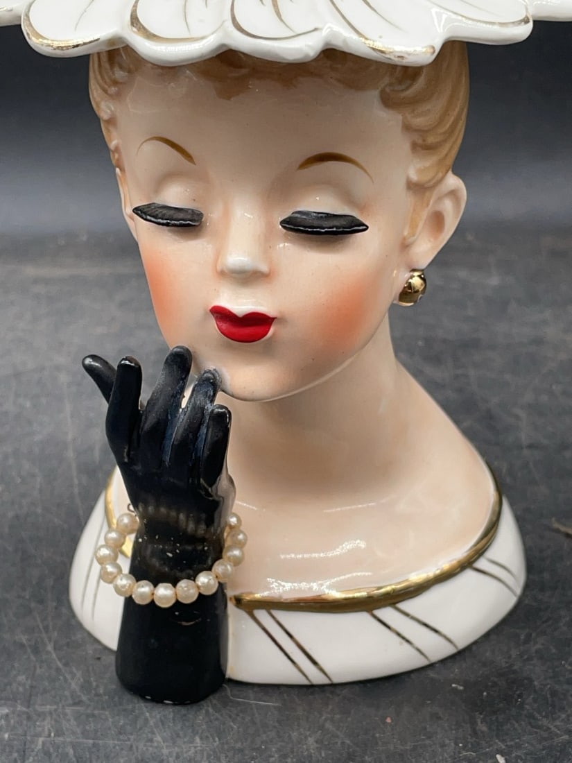 (3) Ceramic Lady Head Vases - 10