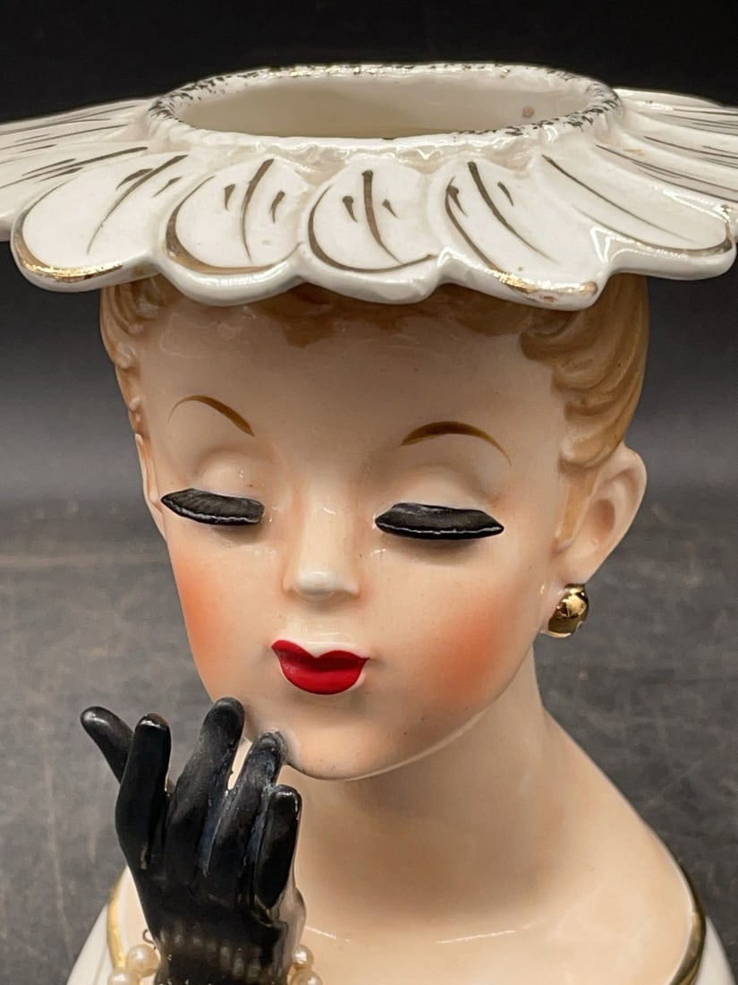 (3) Ceramic Lady Head Vases - 11