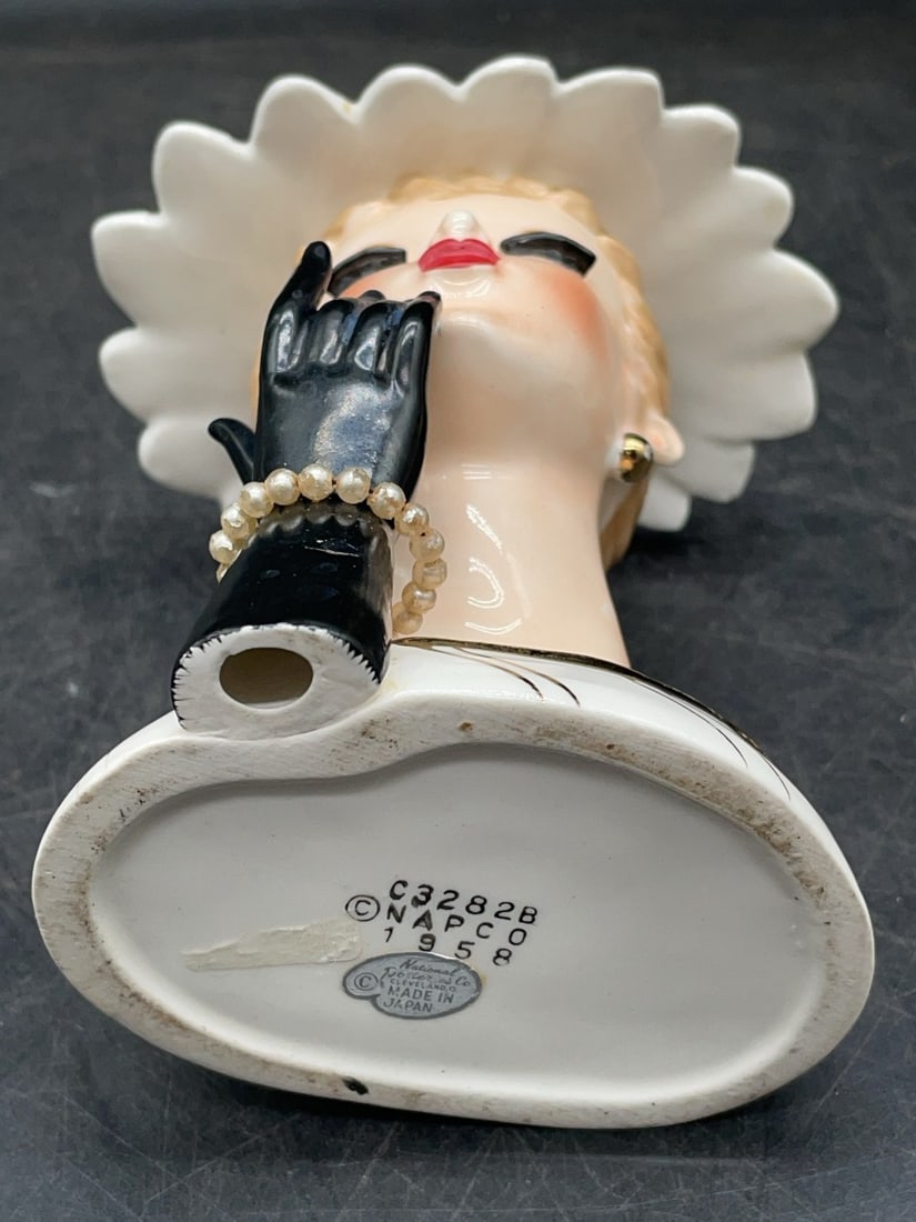 (3) Ceramic Lady Head Vases - 14