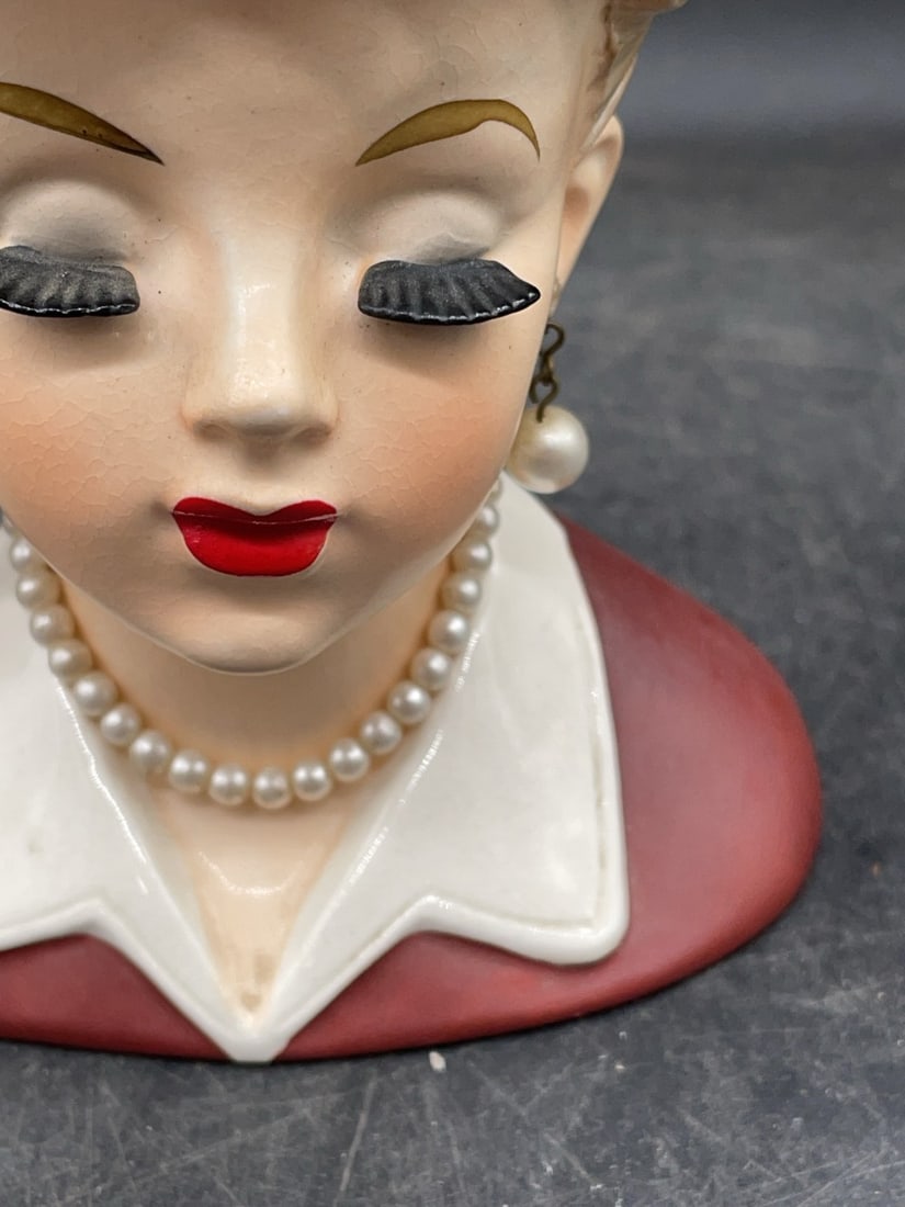 (3) Ceramic Lady Head Vases - 18