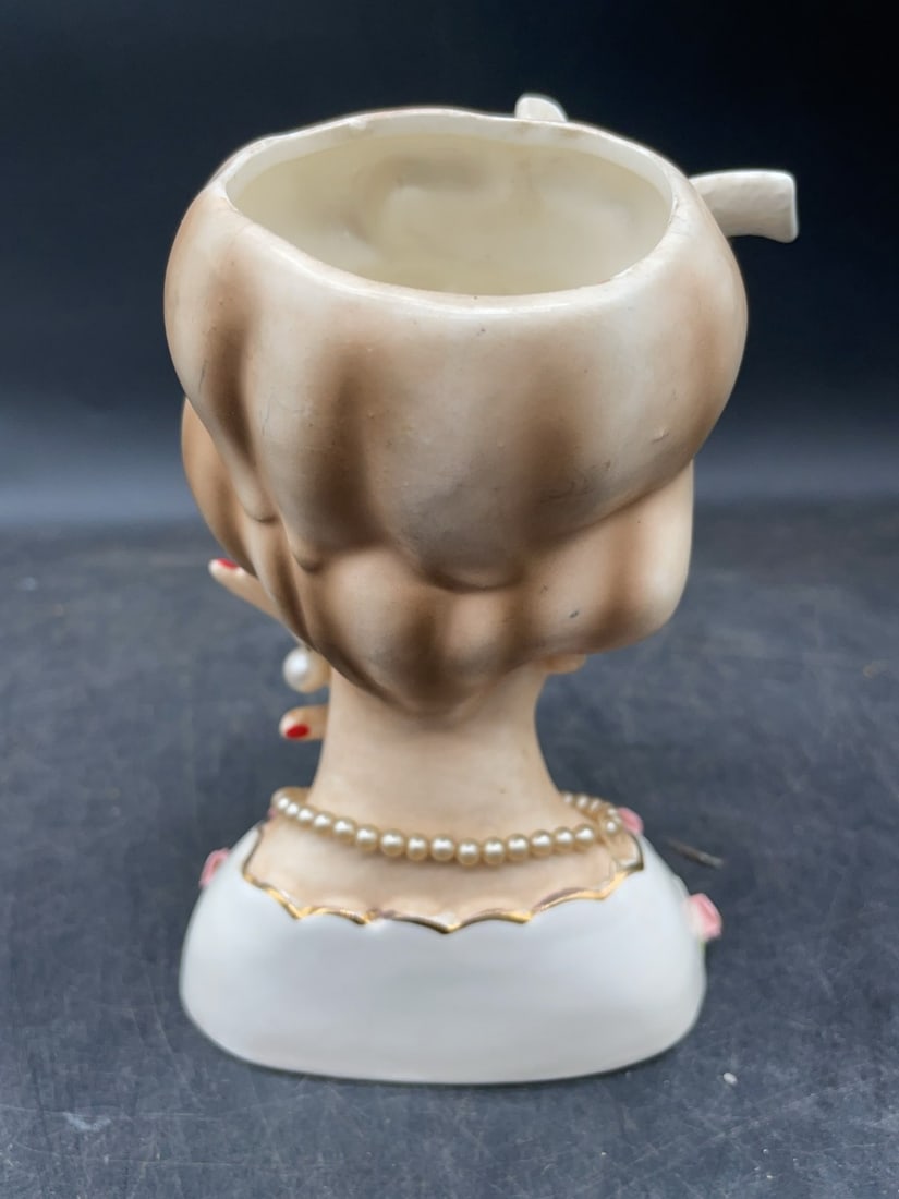 (3) Ceramic Lady Head Vases - 6