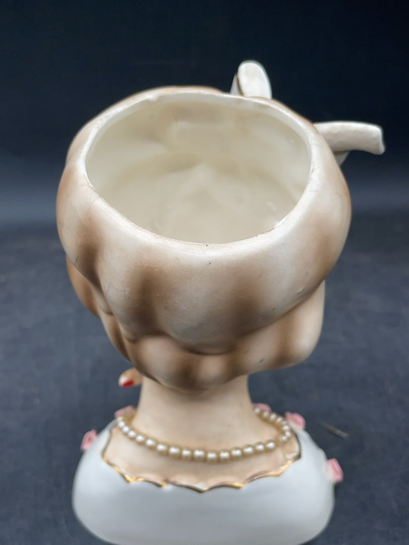 (3) Ceramic Lady Head Vases - 7