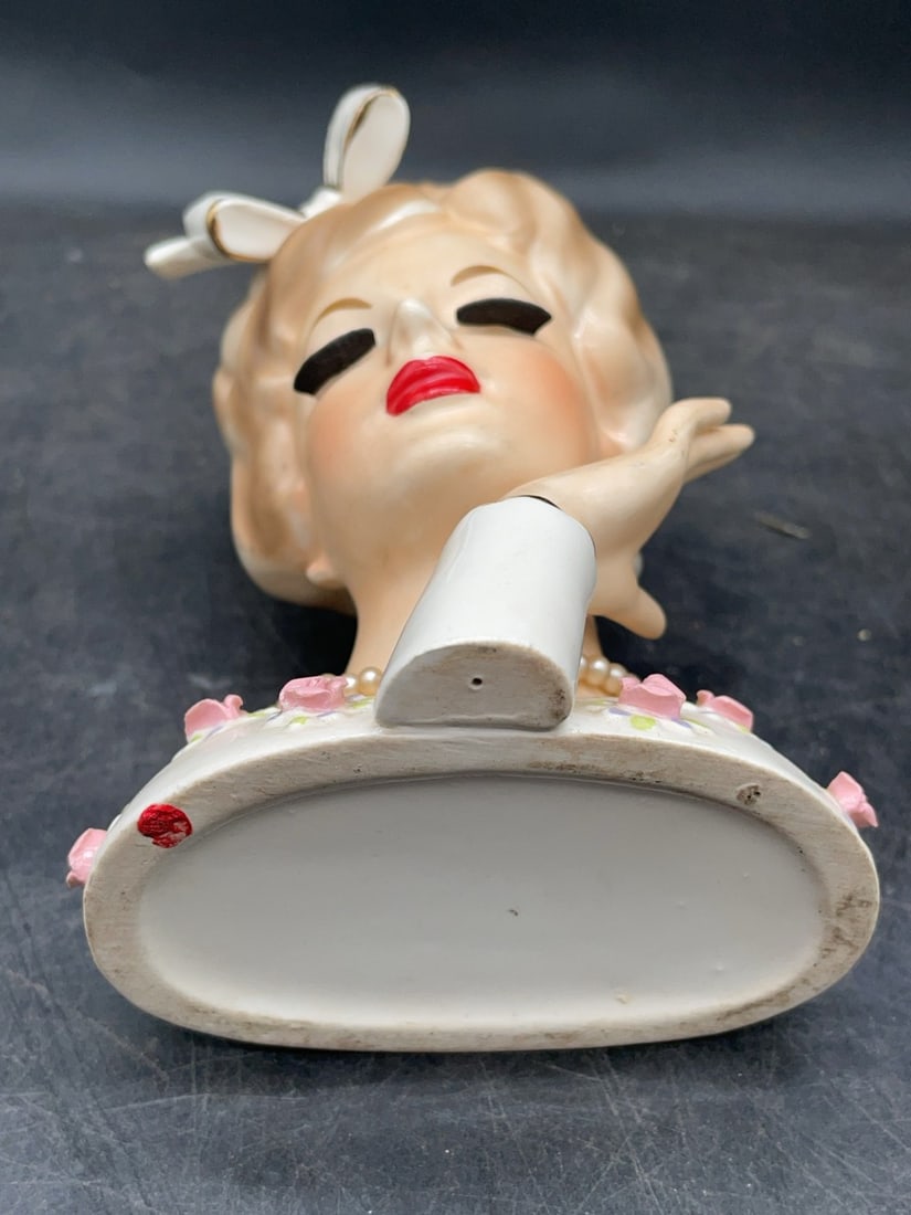 (3) Ceramic Lady Head Vases - 8