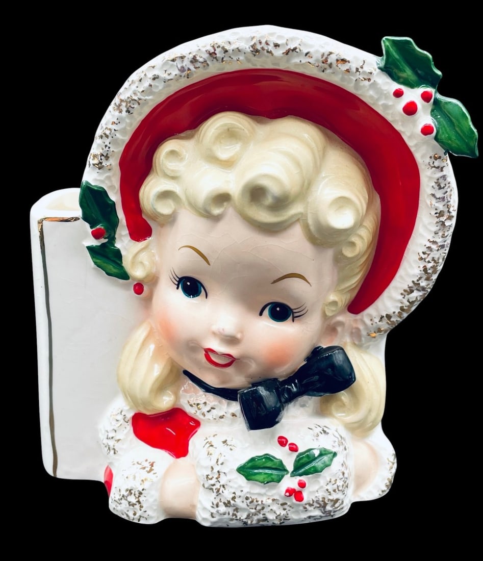 1959 Napco Christmas Head Planter/Vase (1 of 12)