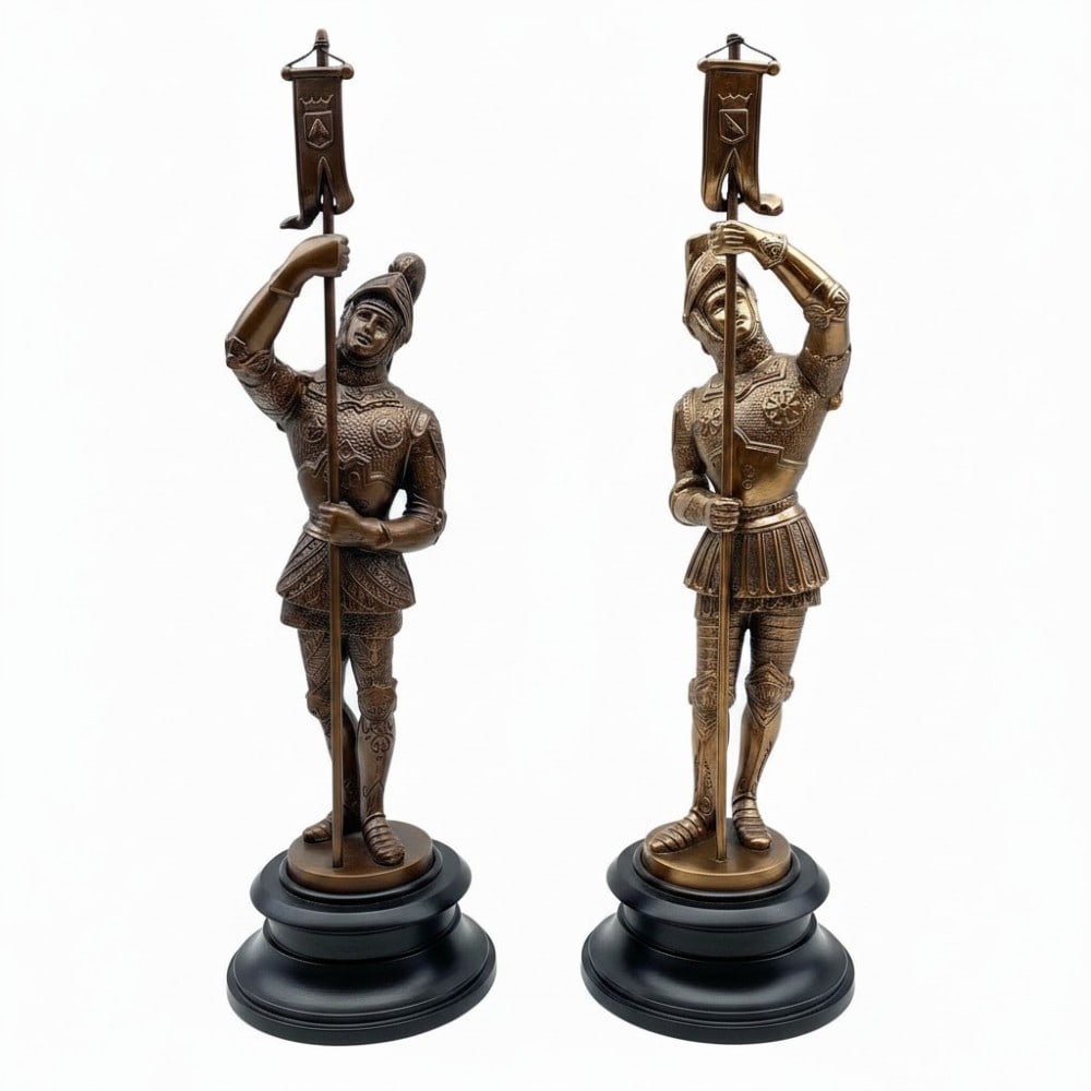 2 Victorian Knight Cast Metal Statue (1 of 12)