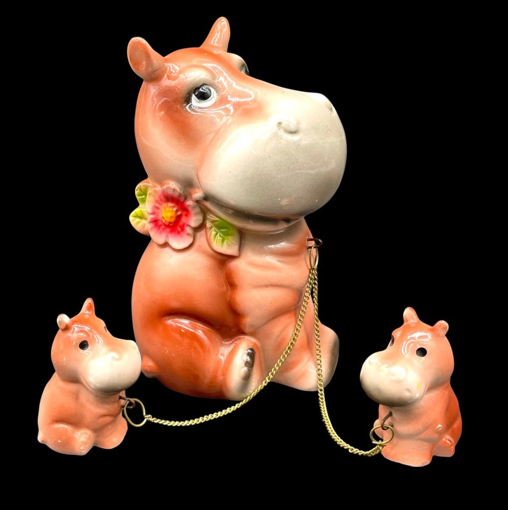 (3) Hippo Ceramic Figurines Set (1 of 8)