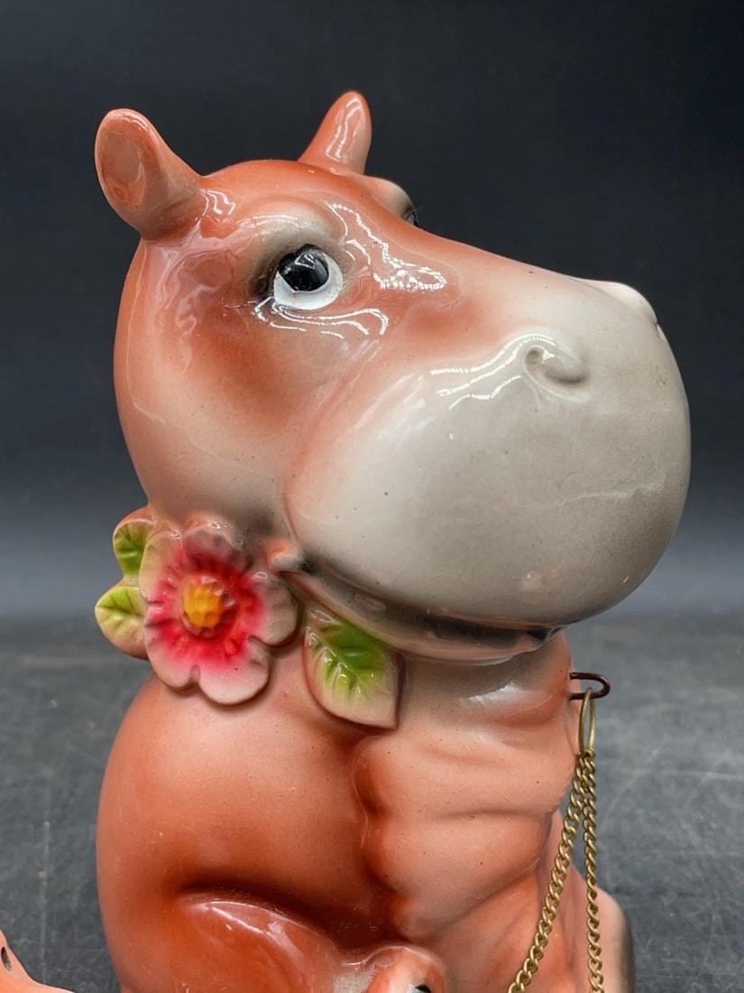 (3) Hippo Ceramic Figurines Set - 2