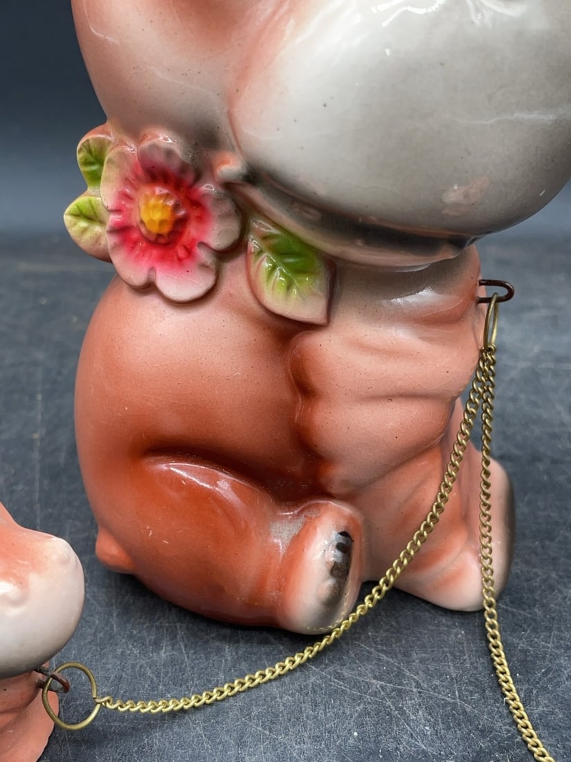 (3) Hippo Ceramic Figurines Set - 3