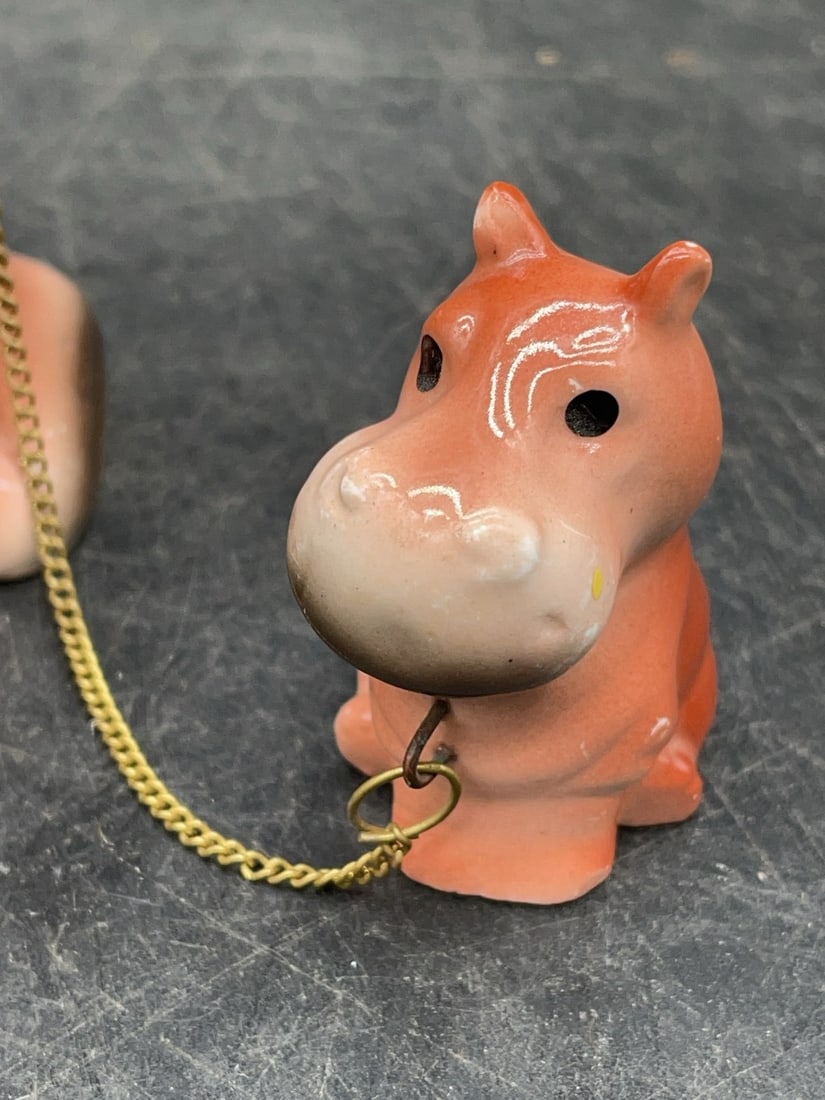 (3) Hippo Ceramic Figurines Set - 6