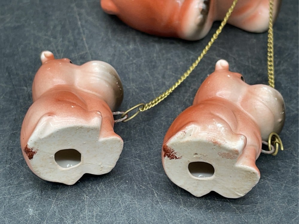 (3) Hippo Ceramic Figurines Set - 7
