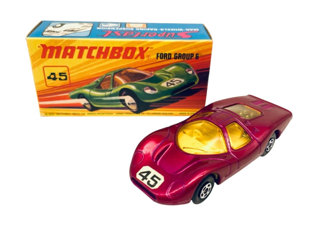 1969 "Matchbox" Superfast Mag-Wheels-Racing Suspension Ford Group 6 No. 45 with Original Box (1 of 14)