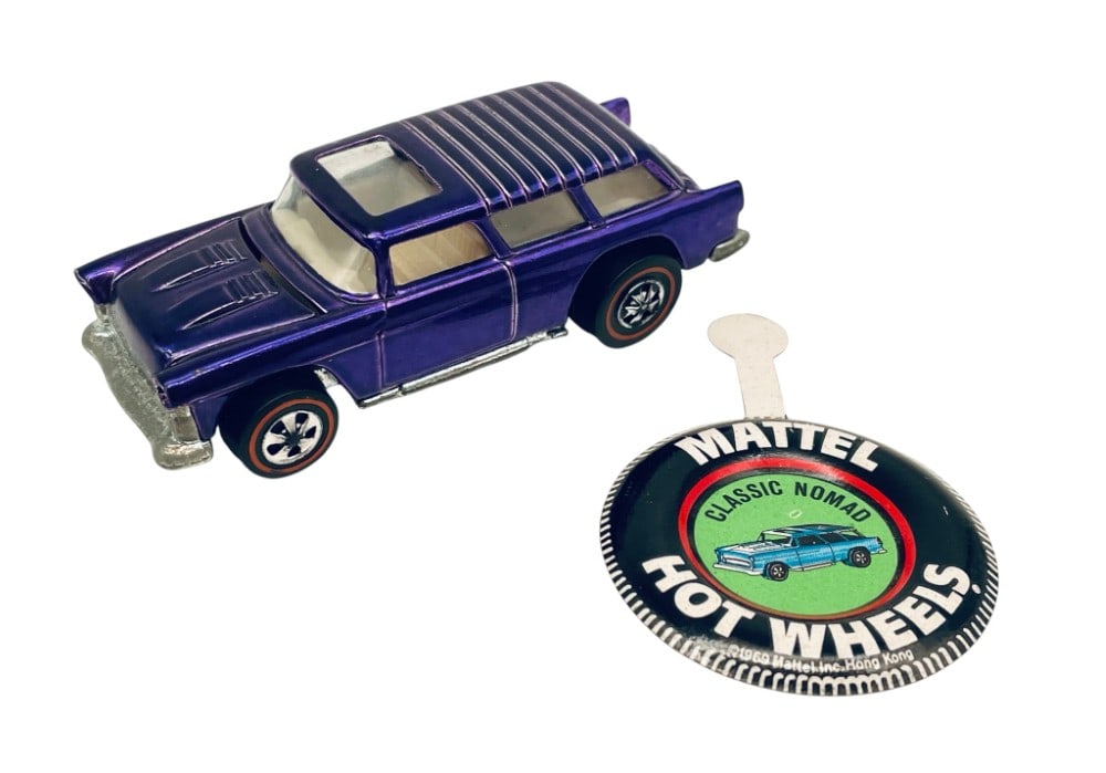 1969 Hot Wheels Purple Classic Nomad Redline with Mattel Hot Wheels Button (1 of 6)