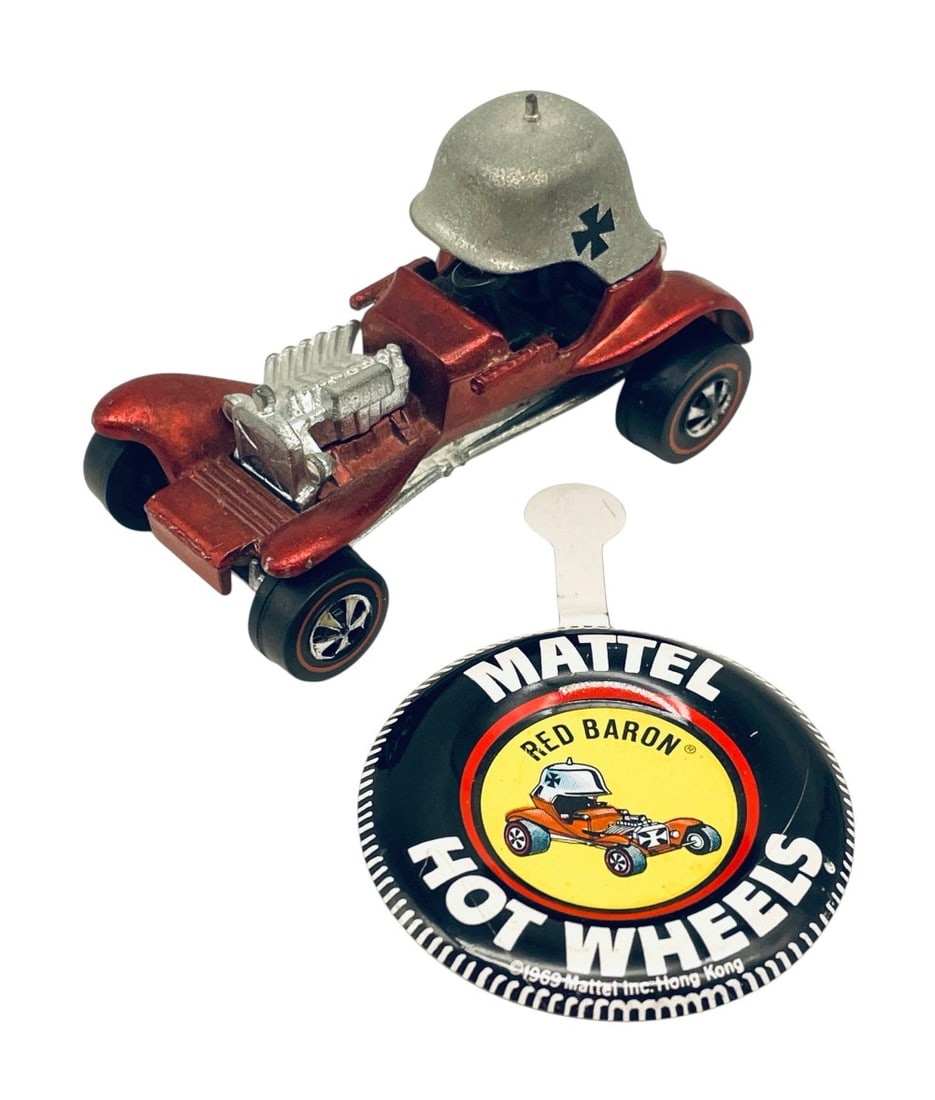 1969 Hot Wheels Red Baron Redline with Mattel Hot Wheels Button (1 of 8)