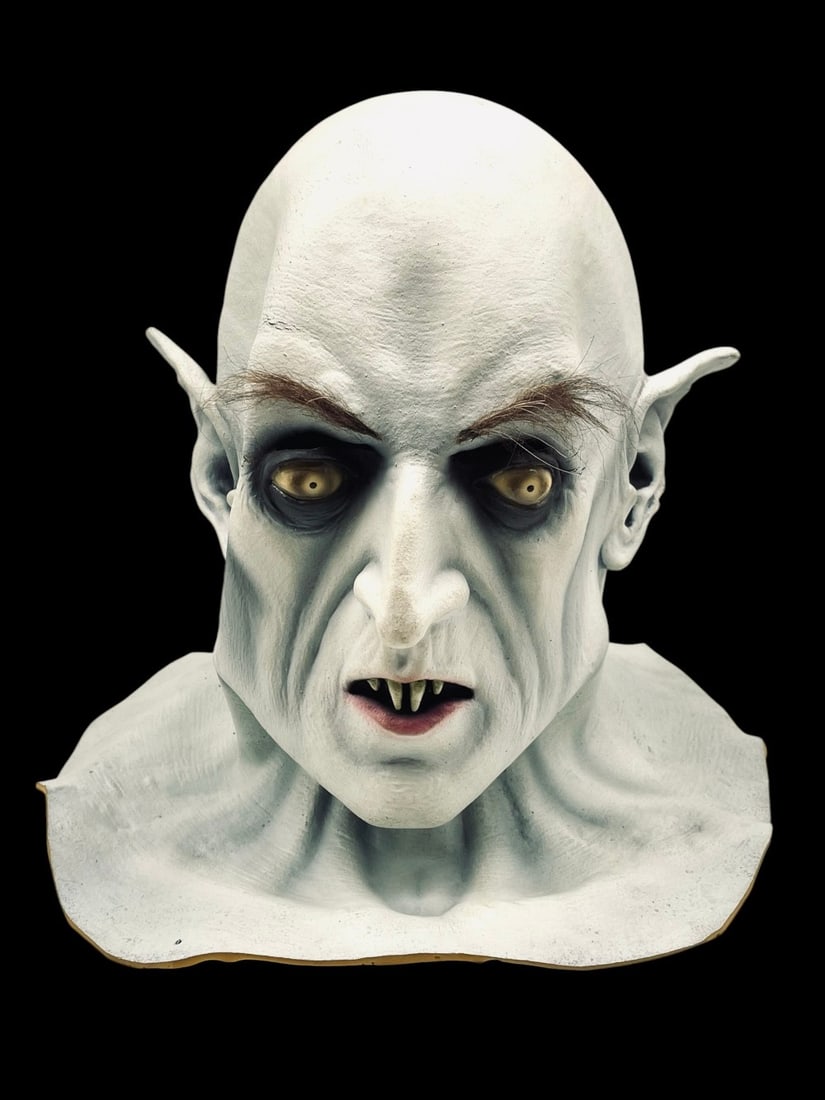 Death Studios Grey Nosferatu Mask: Death Studios Grey Nosferatu Mask.Mask Measures 11? and is in overall good condition with some minimal damage around eyes.