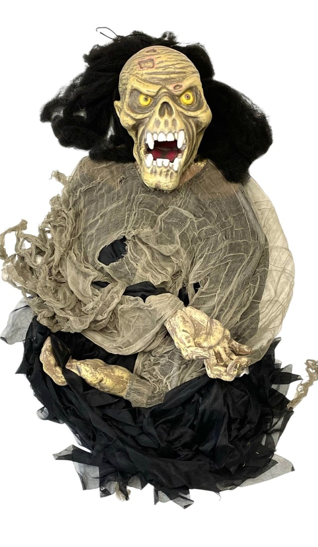 Halloween Skeleton Hanging Decor: Halloween Skeleton Hanging Decor. Decor Measures 30? tall and is in overall good condition.