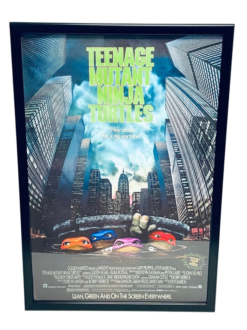 Teenage Mutant Ninja Turtles Duratrans Theater Poster: Teenage Mutant Ninja Turtles Duratrans Theater Poster. Poster used in Theaters with Backlight Film. Poster is in overall good condition. 25 3/4? x 38