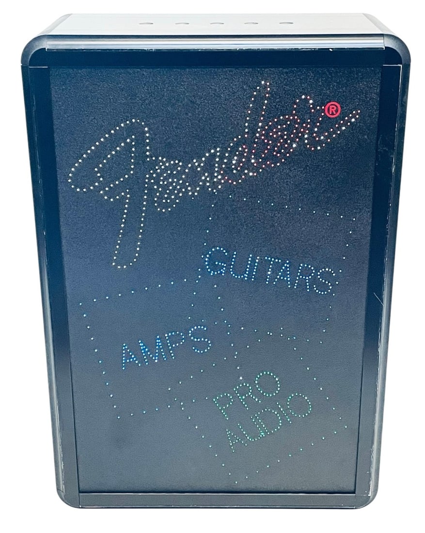 1993 Fender Limited Edition Fiberoptic Lighted String Sign: Fender Limited Edition Fiberoptic Lighted String Sign. Sign is in Excellent Condition and Works and Changed Colors. Sign Measures 12 3/4? x 6? x 19