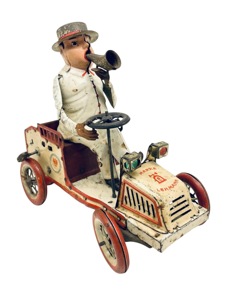 Marke Lehmann Tut Tut Tin Windup Car: Marke Lehmann Tut Tut Tin Windup Car. Car made in Germany and has some wear and Scuffs. Measures 7? x 4? x 6 1/2