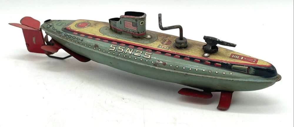 1940?s SAN Marusan Japan Tin Toy SSN 25 Submarine (1 of 8)