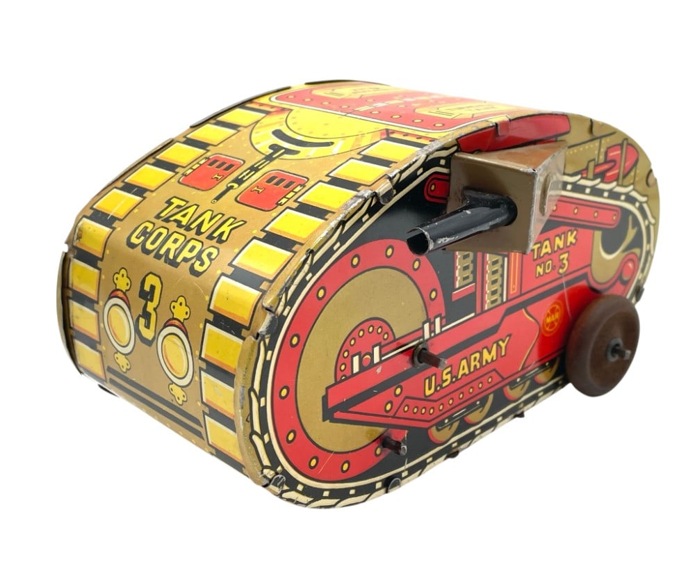 Marx U.S Army Tank Corps 3 Tin Litho Wind Up Tank (1 of 11)