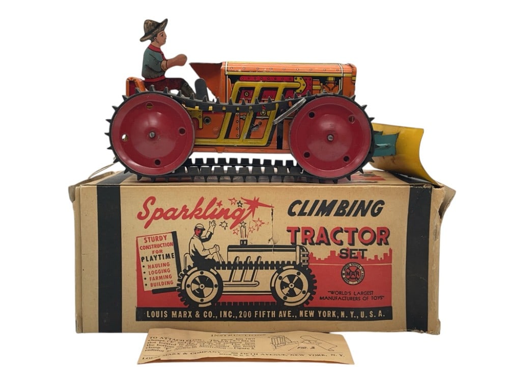 Marx Sparkling Climbing Tractor Set w/Original Box (1 of 17)