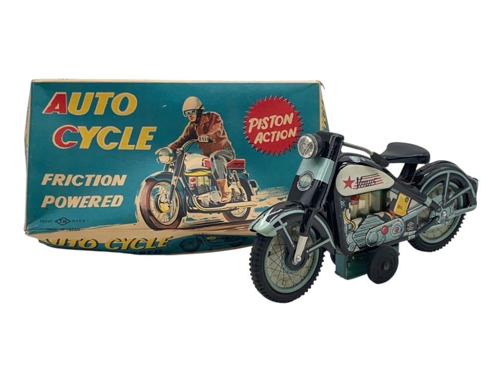 Japan Tin Friction Harley Venus Motorcycle w/Original Box (1 of 15)