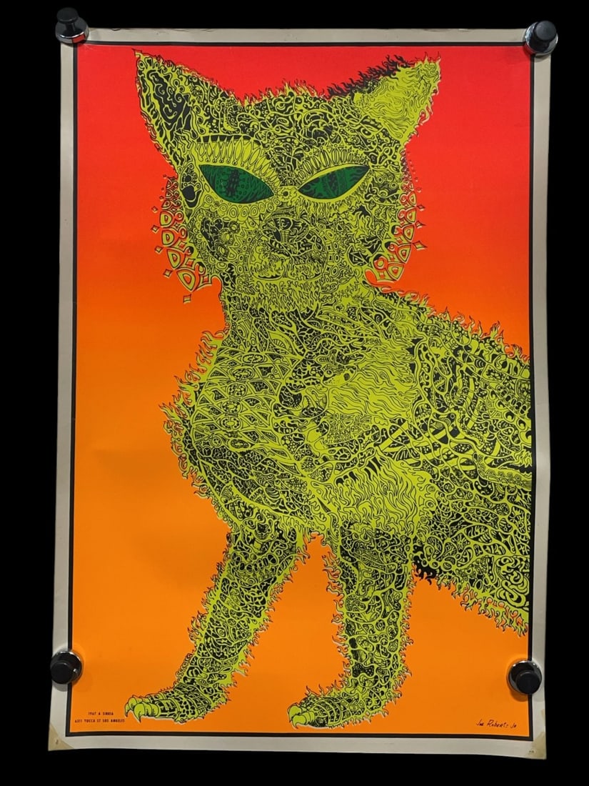1967 Psychedelic Cat Joe Roberts Jr. A.Sirkia Blacklight Poster (1 of 17)