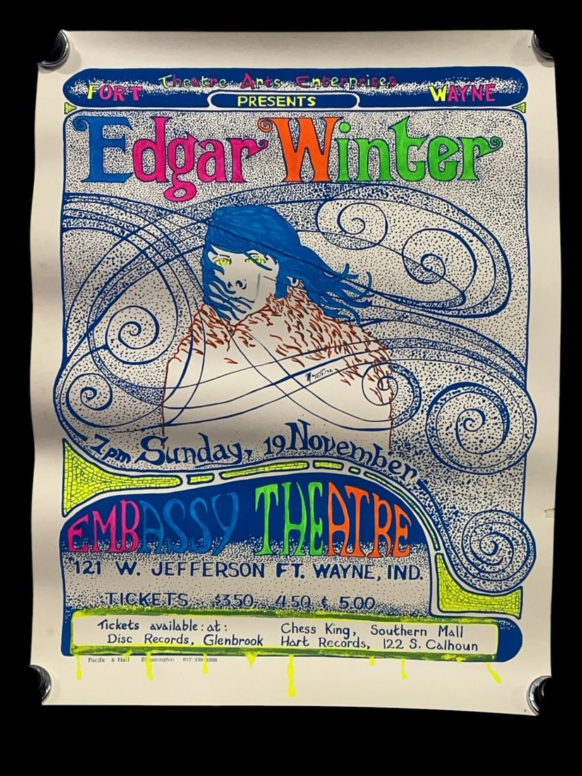 1972 Edgar Winter Embassy Theatre Blacklight Poster (1 of 9)