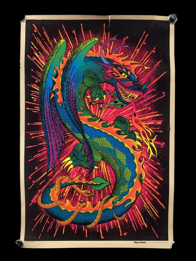1972 AA Sales Fire Dragon Velva-Print Blacklight Poster (1 of 14)