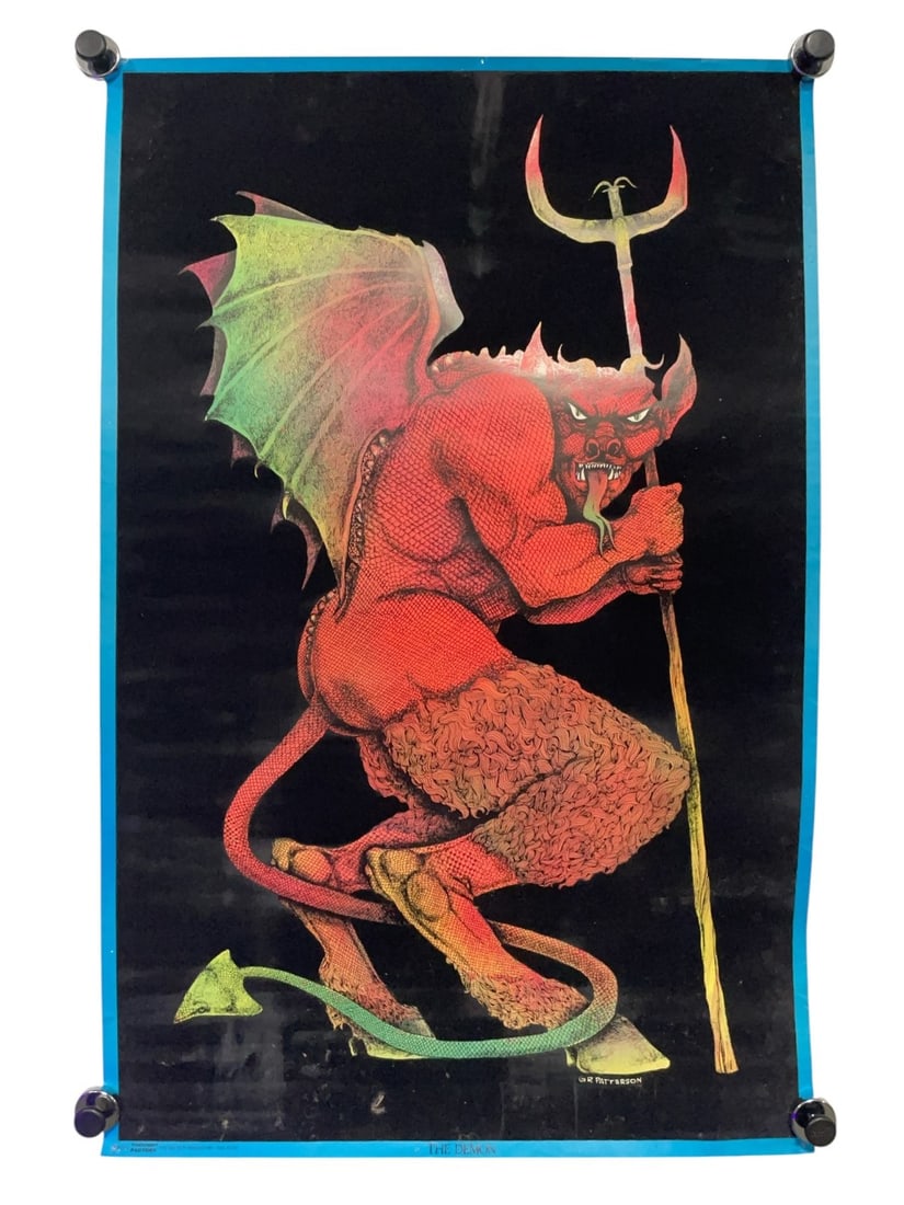 1974 Thought Factory ?The Demon? GR Patterson Velvet Blacklight Poster: Update