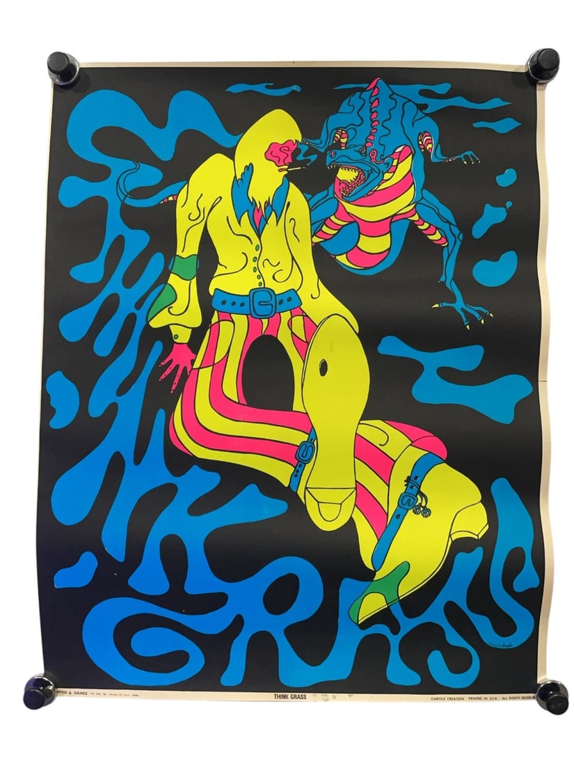 Steffen & Gaines Chrysle Creation ?Think Grass? Psychedelic Blacklight Poster: Update