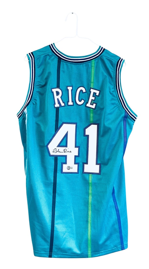 Glen Rice Signed Charlotte Hornets Jersey: Glen Rice Signed Charlotte Hornets Jersey. Jersey is Signed in Black Marker and Beckett Authenticated. XL Jersey