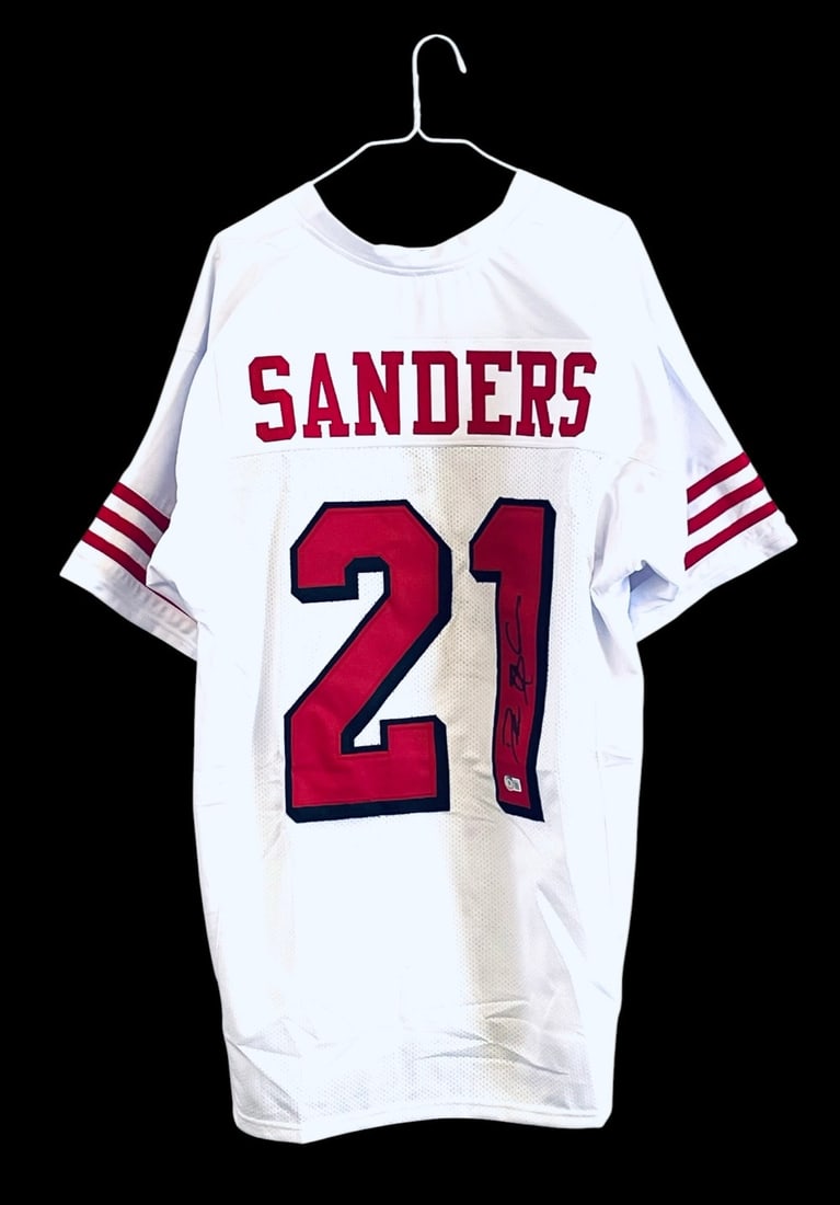 Deion Sanders Signed San Francisco Jersey: Deion Sanders Signed San Francisco Jersey. Jersey is signed in Black Marker and Beckett Authenticated. XL Jersey