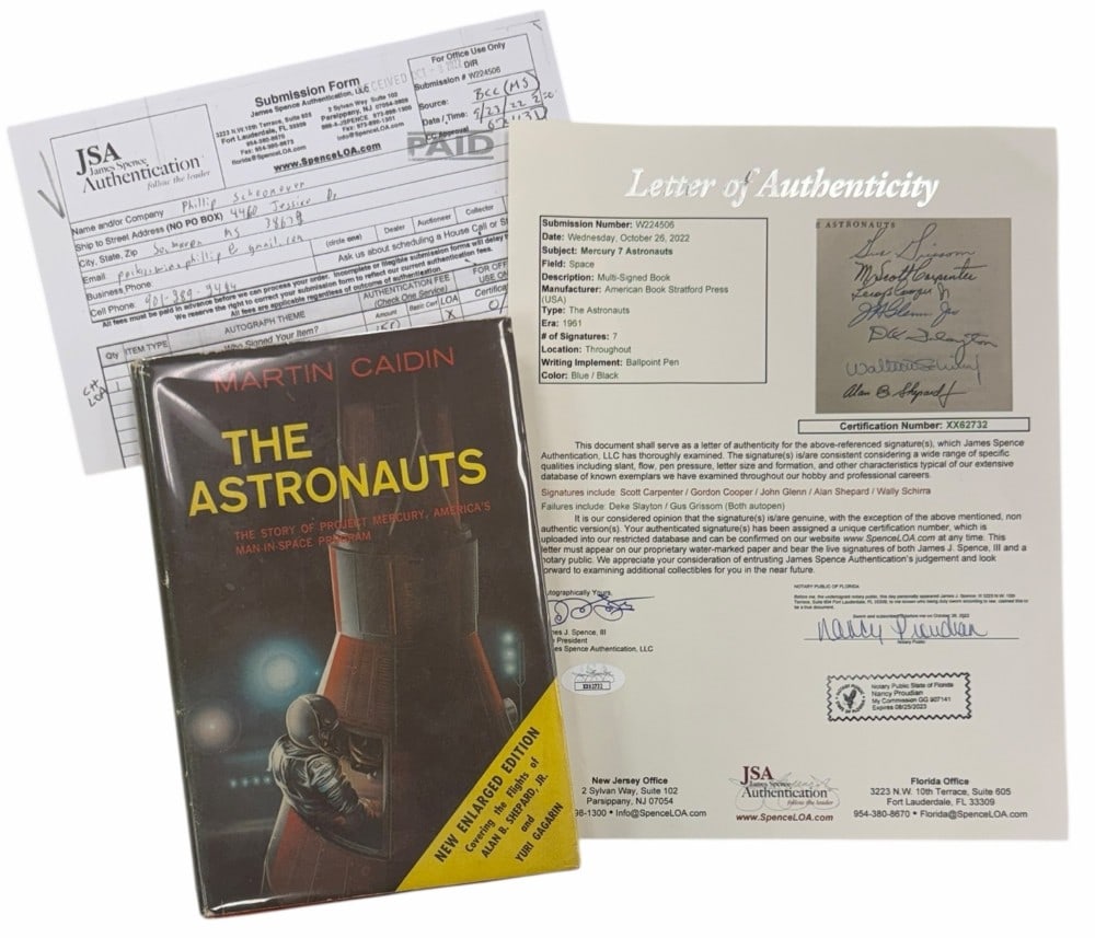 Martin Caidin "The Astronauts" Project Mercury Autographed Book W/ Letter Of Authenticity: Martin Caidin "The Astronauts" Project Mercury Autographed Book W/ Letter Of Authenticity. This is the book The Astronauts: The Story Of Project Mercury, America's Man-In-Space Program by Martin Caidi