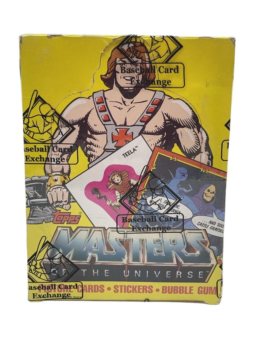 1984 Sealed Topps Masters of the Universe Wax Box: 1984 Sealed Topps Masters of the Universe Wax Box. Wax Box is Sealed by Baseball Card Exchange.