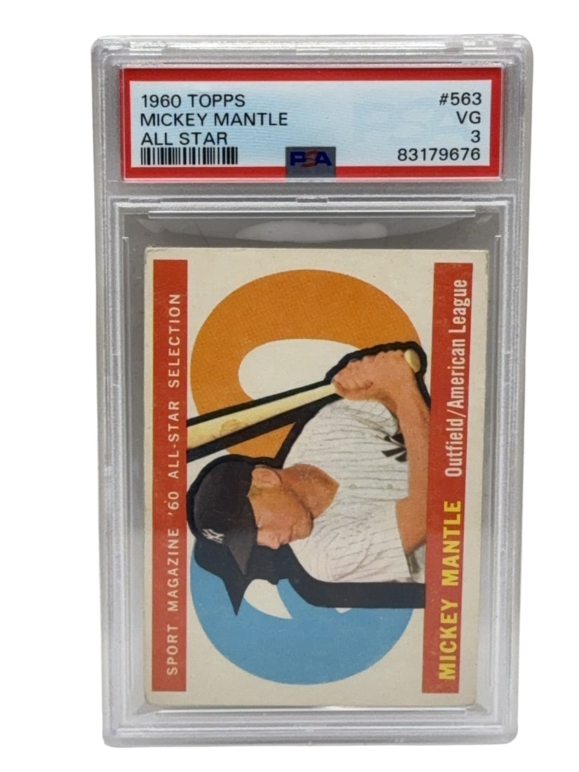MICKEY MANTLE 1960 Topps Baseball Trading Card Graded PSA 3 VG (1 of 2)