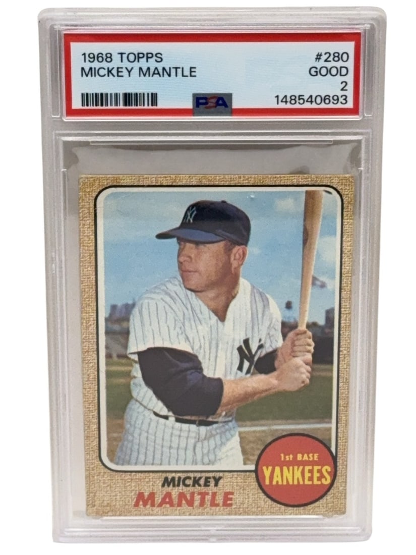 MICKEY MANTLE 1968 Topps Baseball Trading Card Graded PSA 2 GOOD (1 of 2)