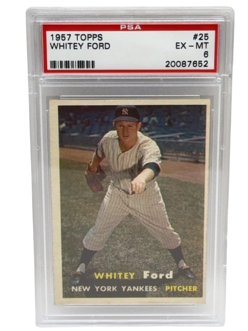 WHITEY FORD 1957 Topps Baseball Trading Card Graded PSA 6 EX-MINT: WHITEY FORD 1957 Topps Baseball Trading Card Graded PSA 6 EX-MINT