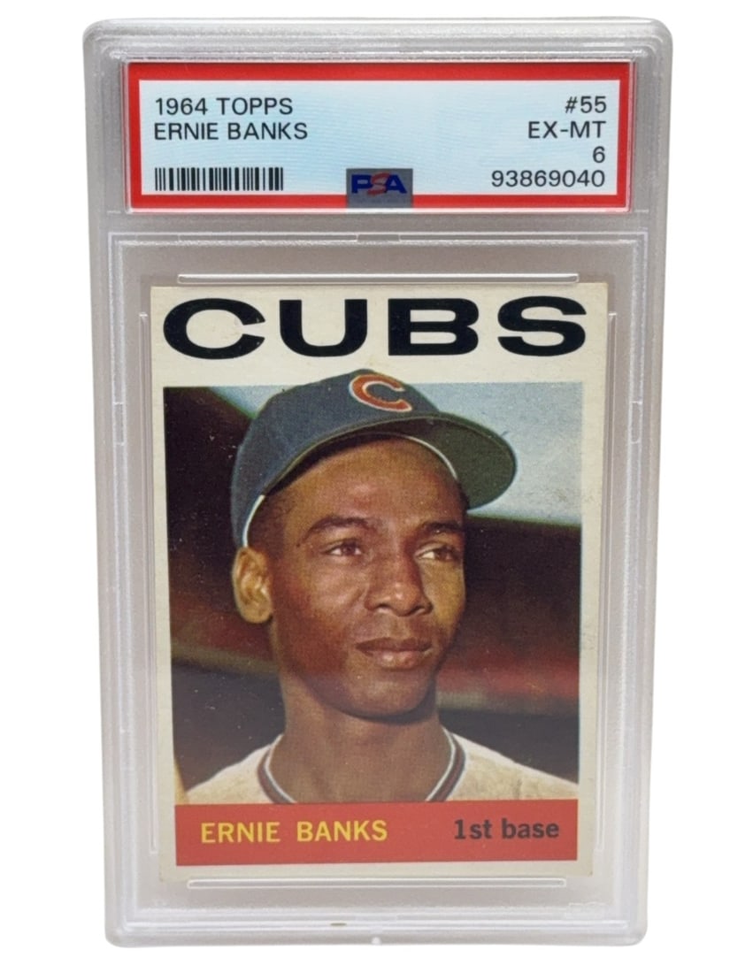 ERNIE BANKS 1964 Topps Baseball Trading Card Graded PSA 6 EX-MINT (1 of 2)