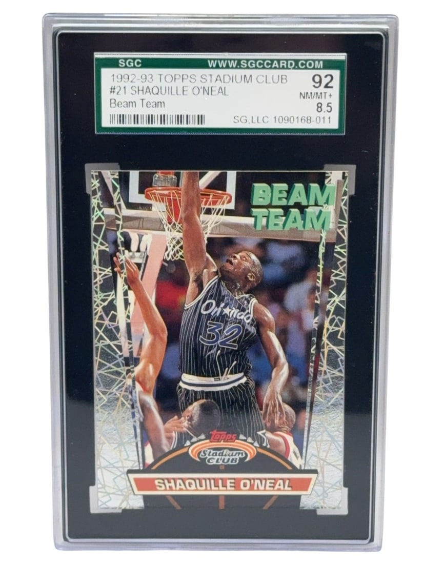 SHAQUILLE O?NEAL 1992 Topps Stadium Club Beam Team Basketball Trading Card Graded SGC 8.5 NM/MT+ (1 of 2)