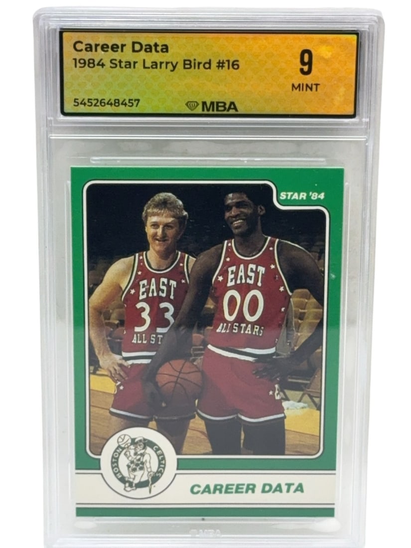 LARRY BIRD 1984 STAR Basketball Trading Card Graded MBA 9 MINT Career Data: LARRY BIRD 1984 STAR Basketball Trading Card Graded MBA 9 MINT Career Data
