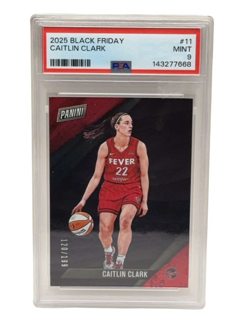 CAITLIN CLARK 2025 Panini Rookie Black Friday 120/199 Graded PSA MINT 9 (1 of 3)