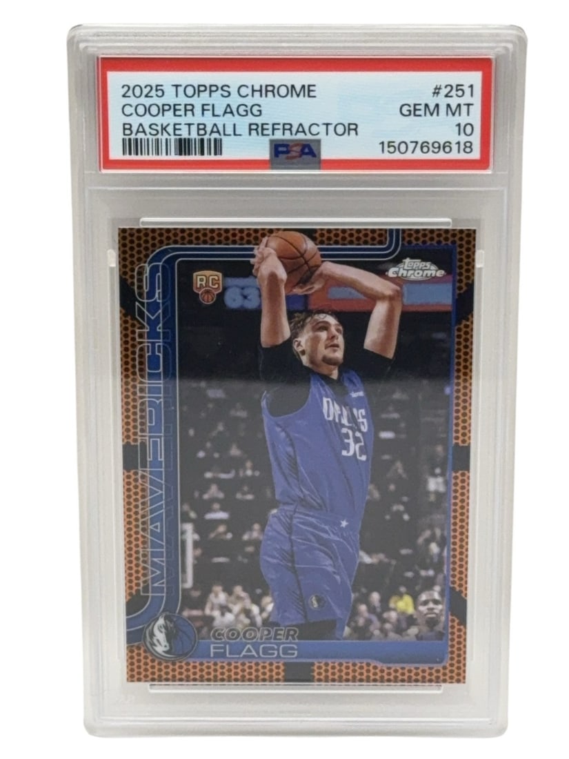 COOPER FLAGG 2025 Topps Chrome Rookie Refractor Graded PSA GEM MINT 10: COOPER FLAGG 2025 Topps Chrome Rookie Basketball Trading Card Refractor Graded PSA GEM MINT 10