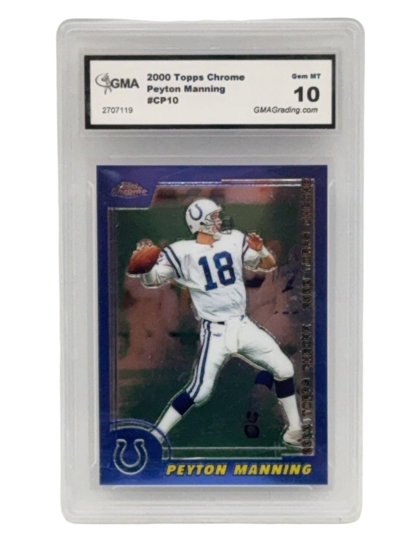 PAYTON MANNING Graded 2000 Topps Chrome Football Trading Card GMA GEM MINT 10: PAYTON MANNING Graded 2000 Topps Chrome Football Trading Card GMA GEM MINT 10