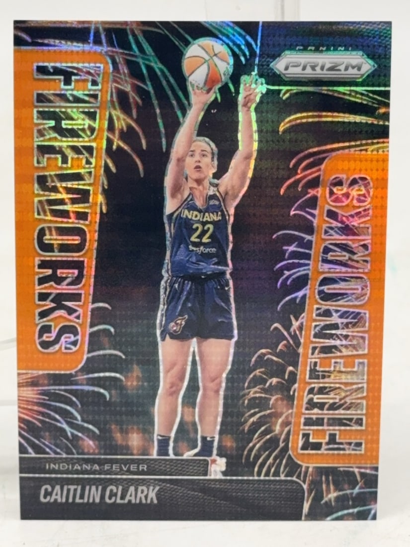CAITLIN CLARK 2025 Prizm Limited Fireworks Orange Basketball Trading Card 39/75 (1 of 3)