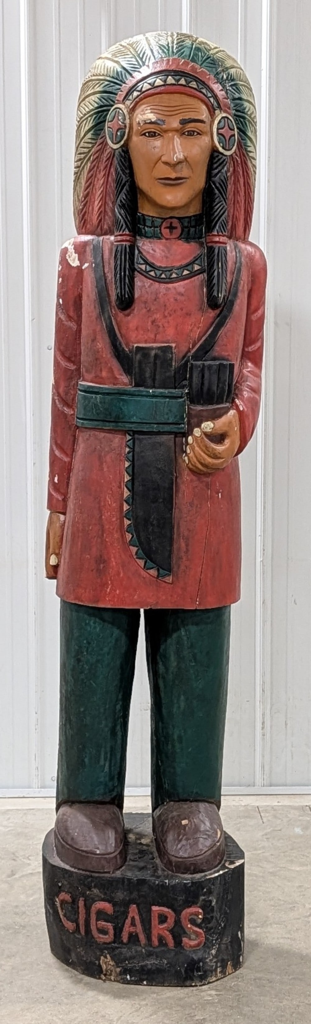 7ft Tall Carved Wood Native American Cigar Store Indian Statue (1 of 7)