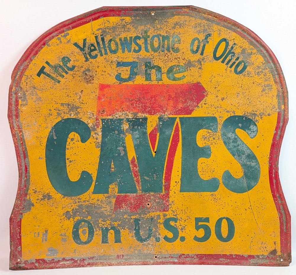 Vintage SST The 7 Caves Of Ohio Roadside Attraction Sign / Yellowstone U.S. 50 (1 of 9)