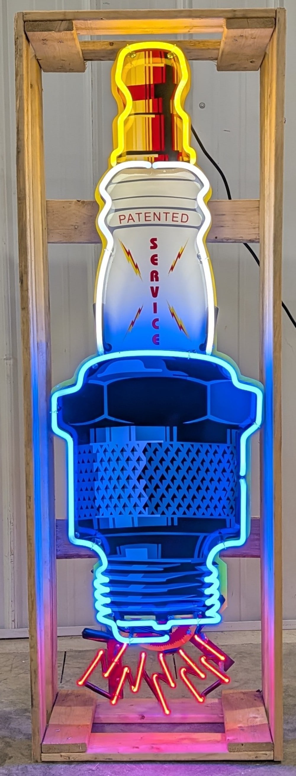 4ft Custom Neon Spark Plug Service Sign w/ Flashing Sparks (1 of 7)